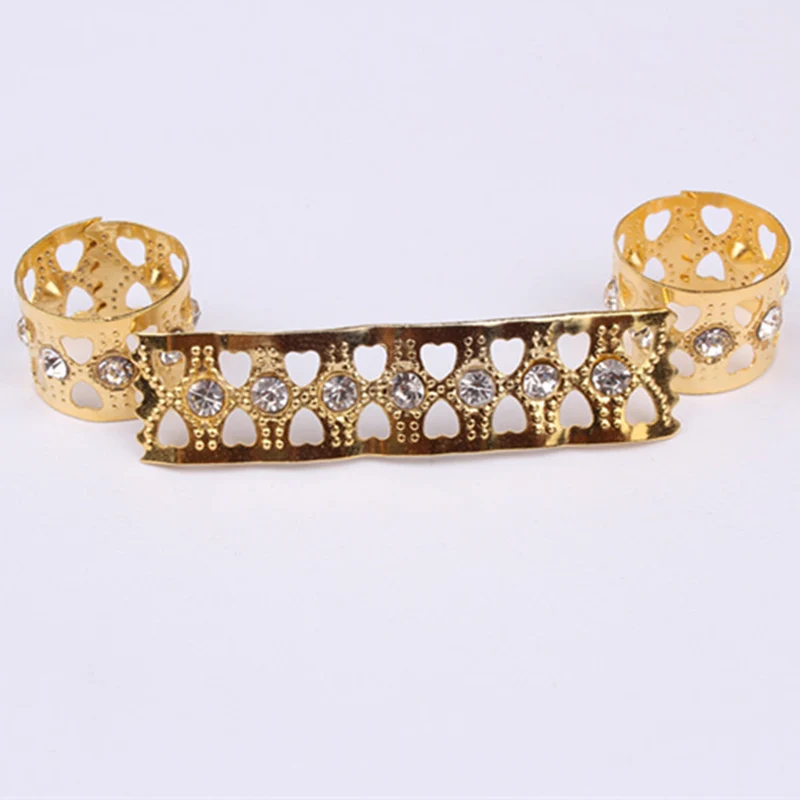 50pcs Gold Rhinestone Hair Dread Braids Dreadlock Beads Adjustable