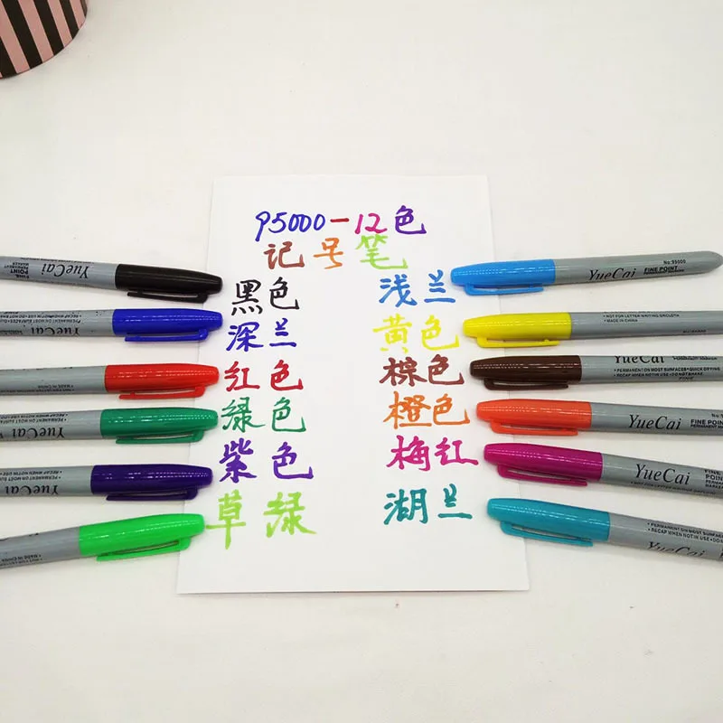 12 шт. набор Yue Cai масляные маркеры цветные маркеры художественная ручка Перманентный цветной маркер ручка офисные канцелярские принадлежности