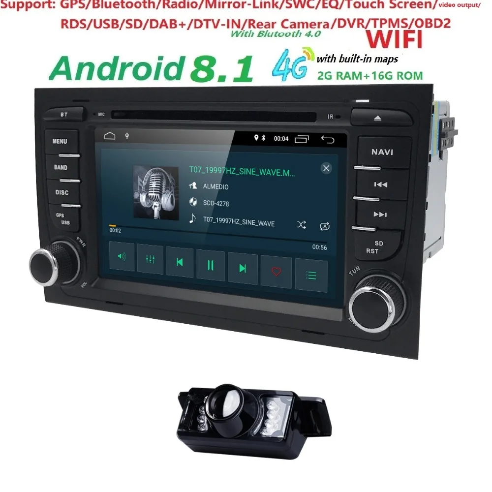 Excellent 7" Touch Screen Car DVD GPS for Audi A4 Android 8.1( 2002-2008) year with Wifi 4G GPS Bluetooth Radio RDS USB SD Free CAM Map BT 3 Excellent 7" Touch Screen Car DVD GPS for Audi A4 Android 8.1( 2002-2008) year with Wifi 4G GPS Bluetooth Radio RDS USB SD Free CAM Map BT 3