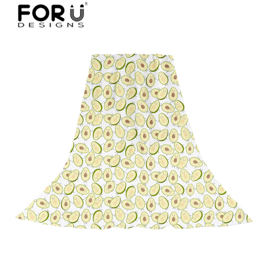 

FORUDESIGNS Cartoon Fruit Printing Scarves Women Avocado Pattern Slik Scarf Ladies Cute Beach Towel Sun Protection for Females