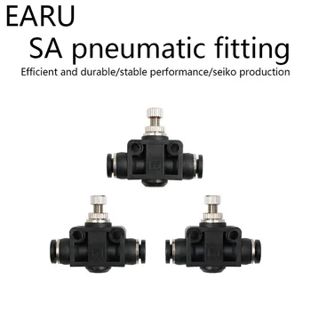 

Black DSA 4 6 8 10 12MM OD Tube Flow control Throttle valve Pneumatic Fittings Pneumatic type speed control connector