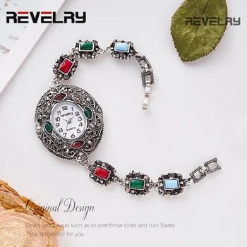 

REVELRY Luxury Fashion Women Watches Lady Watch Silver Bracelet Crystal Dress Women Watch Quartz Wrist Watches Gift Reloj Mujer