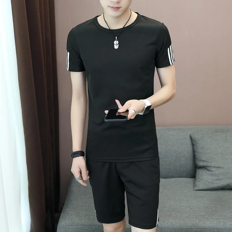 

Men's Short Set T Shirts+shorts 2019 Summer Brand Clothing Two Pieces Tracksuit Fashion Casual Workout Fitness T-shirt Men Sets
