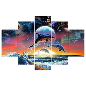 

Diy diamond painting dolphin jumping pictures of rhinestones square cross stitch needlework home decorative gifts BK-3356
