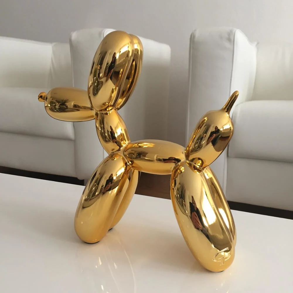 Žlutá zlatá kovová velká velikost velikost balónek pes figurka socha americká pop art řemesla ozdoba pryskyřice řemesla x'mas dárek, nový