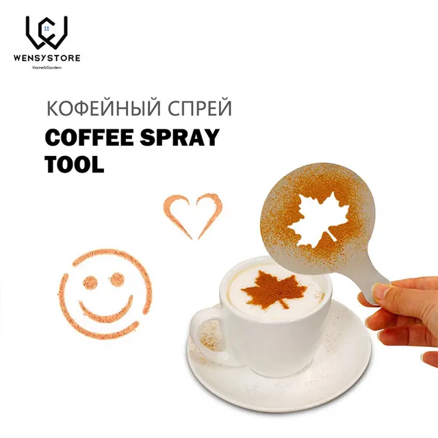 Best Price 16PCS/set Plastic Cafe Foam Spray Template Barista Stencils Decoration Tool Garland Mold Fancy Coffee Printing Flower Model XFx5