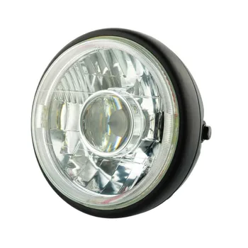 

7.5" Black Motorcycle Universal Black Projector Headlight Lamp Blue Halo Ring Hi/Lo Beam Bobber Custom For Yamaha Kawasaki Honda