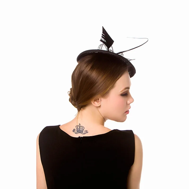 Эвер Феи вуалетки дамы черный и красный пэчворк Pillbox повязка на голову для свадьбы женские аксессуары для волос для женщин