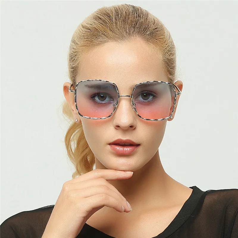 Lujo Oversized cuadrado gafas de sol mujer 2018 marca diseñador Metal