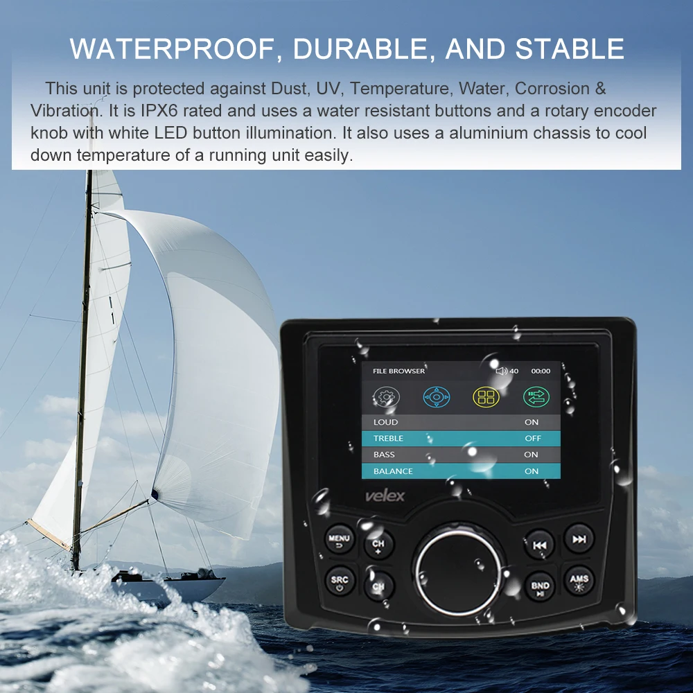 Водонепроницаемый Bluetooth цифровой медиа морской стерео приемник с аудио/видео плеер DAB+ AM FM потоковая музыка Лодка UTV ATV Spa