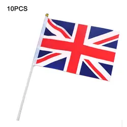 10 шт. флаг 14x21 см полиэстер США Великобритания CA FR GE флаги и пластиковые флагштоки для торжества спортивный парад Прямая поставка