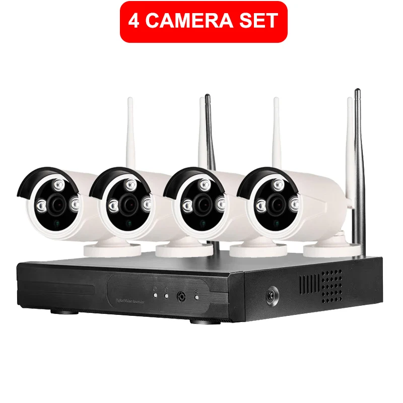 4CH Беспроводной NVR комплект Plug& Play P2P 720P HD открытый IP видео безопасности CCTV камера ночного видения Wifi система видеонаблюдения - Цвет: 4CH White