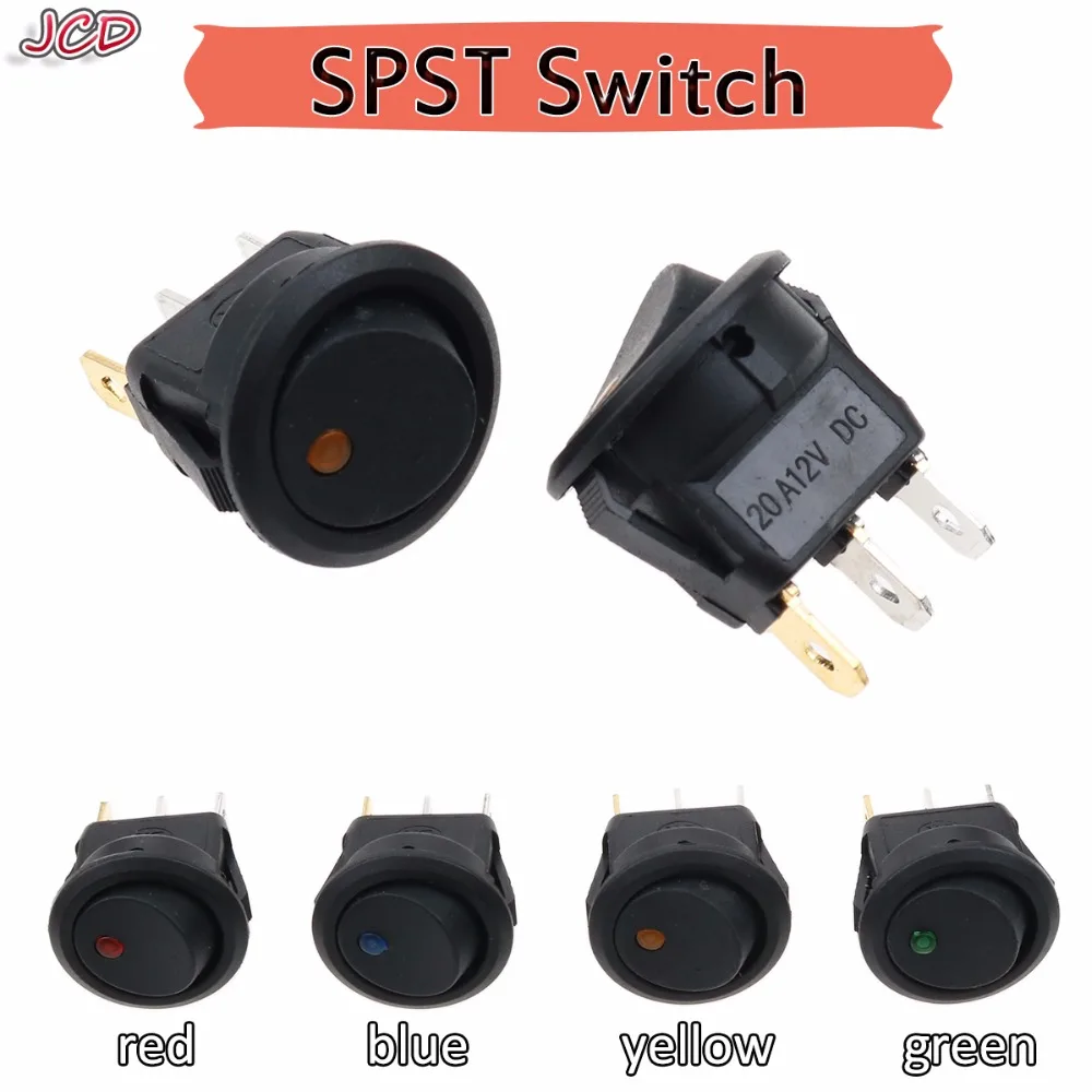 

JCD SPST Switch 12V led rocker switch Led Dot Light 3 pins ON-OFF Rocker Switch LED illuminated Car Dashboard Dash Boat Toggle