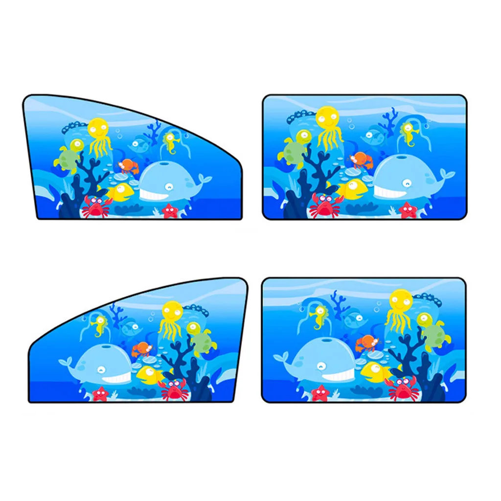 

4pcs Cartoon Magnetic Car Curtain Sunscreen Car Curtain Adjustable Sun Shade Sunscreen Baby Sun Shadow UV Film