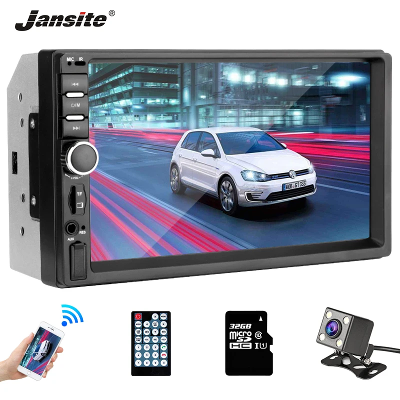 

Jansite 7" Car Radio HD Touch Screen MP5 Player Remote USB AUX Phone link hands-free Bluetooth MP3 MP4 Reverse image Universal
