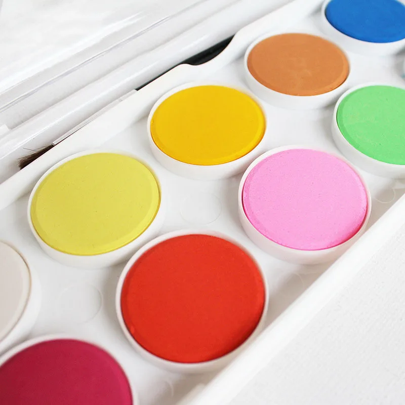 

12/16/28/36 Colors set Solid Watercolor Cake Outdoor Paint Pigment Set Transparent Box Watercolor Painting Supplies YU-Home