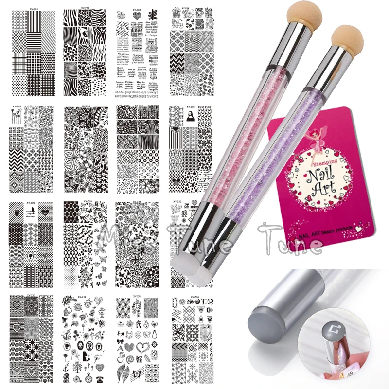 

Nail Stamping Templates Image Transfer Plates Silicon Nail Stamper Sponge Pen Nail Brush Painting Drawing Manicure Tools Set