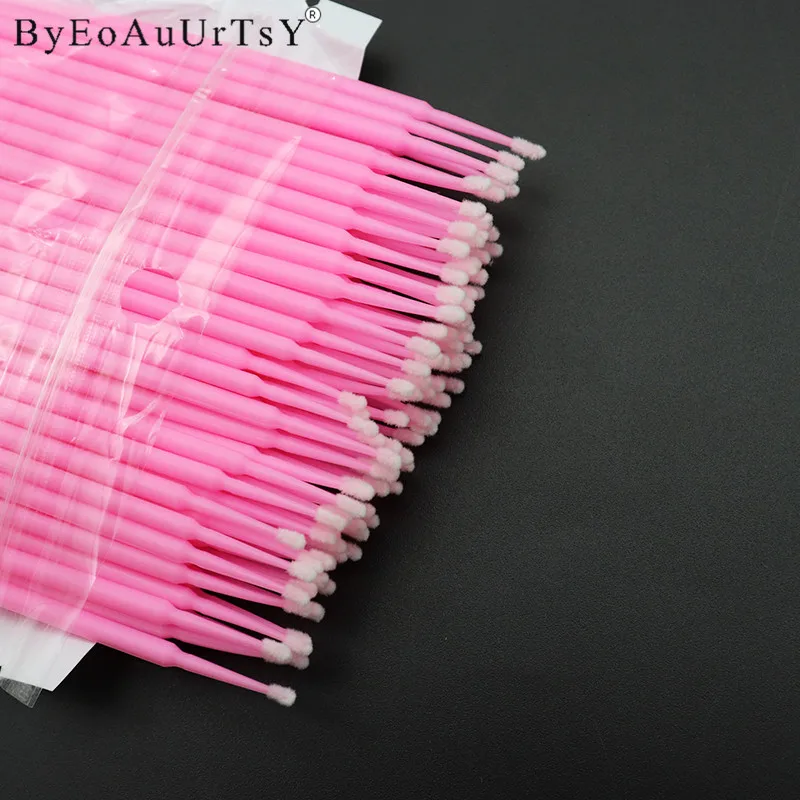 100 Micro Disposable Eyelash Extension Individual Applicators Mascara Brush For Women Eye Lash Glue Cleaning Stick Makeup Brush (8)