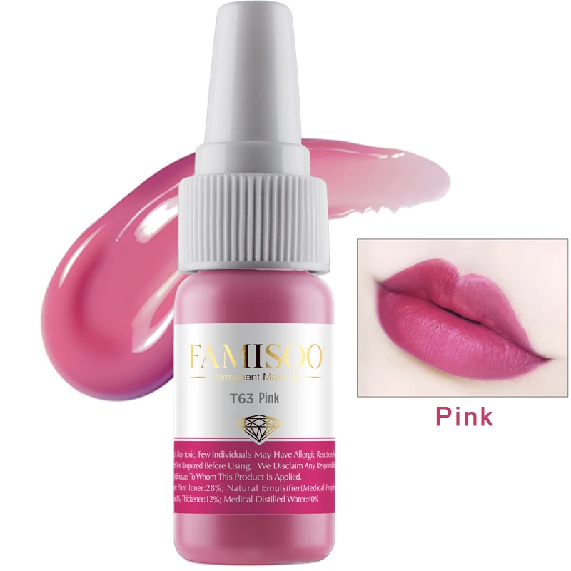 Famisoo T63 розовый Перманентный макияж паста татуировки чернила 15 мл для губ легко окрашивается для профессионального микроблейдинга пигмент