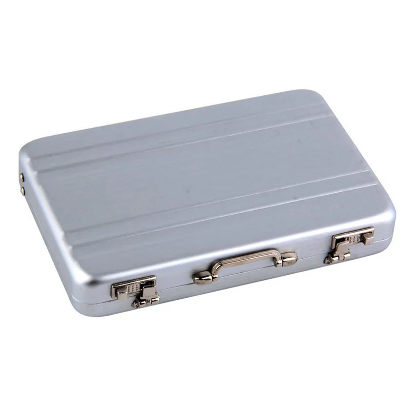 

1pc Mini Briefcase Business Card Case ID Holders Password Silver Aluminium Credit Case Box Wholesale