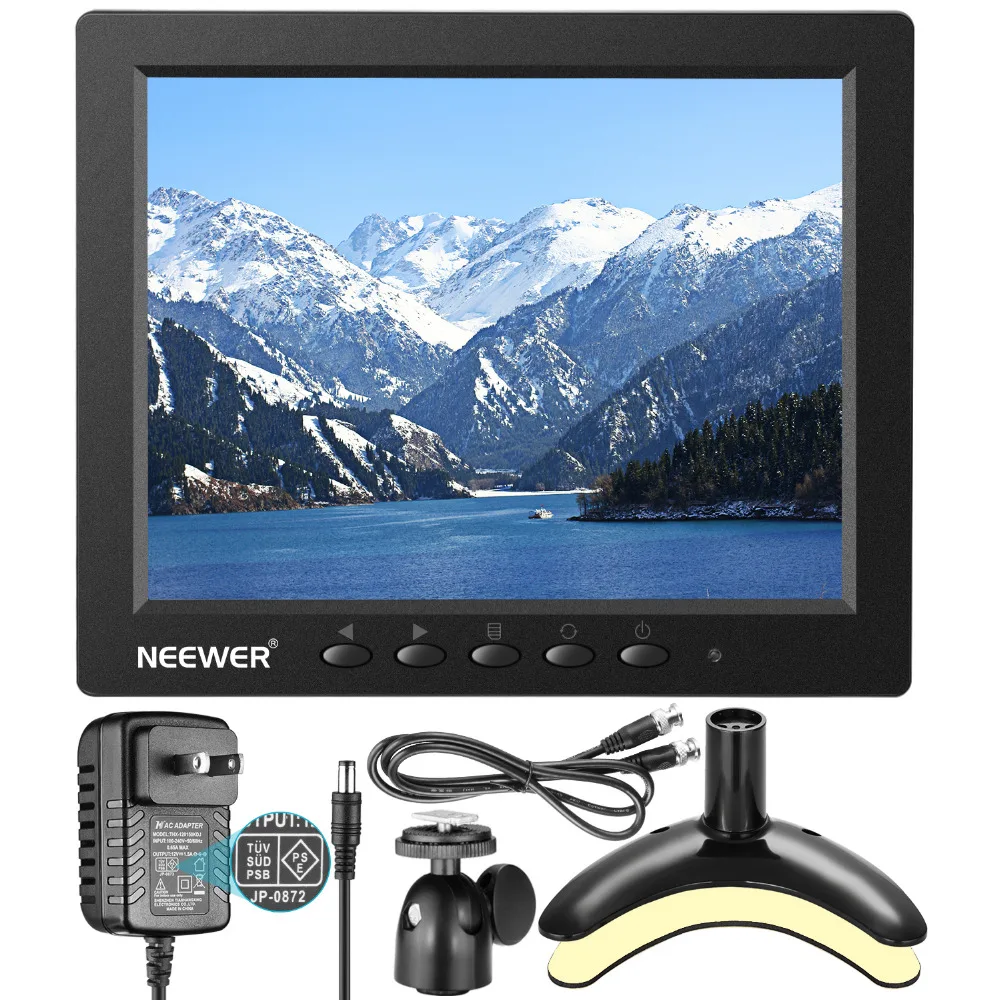 Neewer NW801H 8 inches Monitor with 4:3TFT-LCD Screen 1024x768 Resolution500:1 ContrastHDMI VGA BNC AV Input Audio