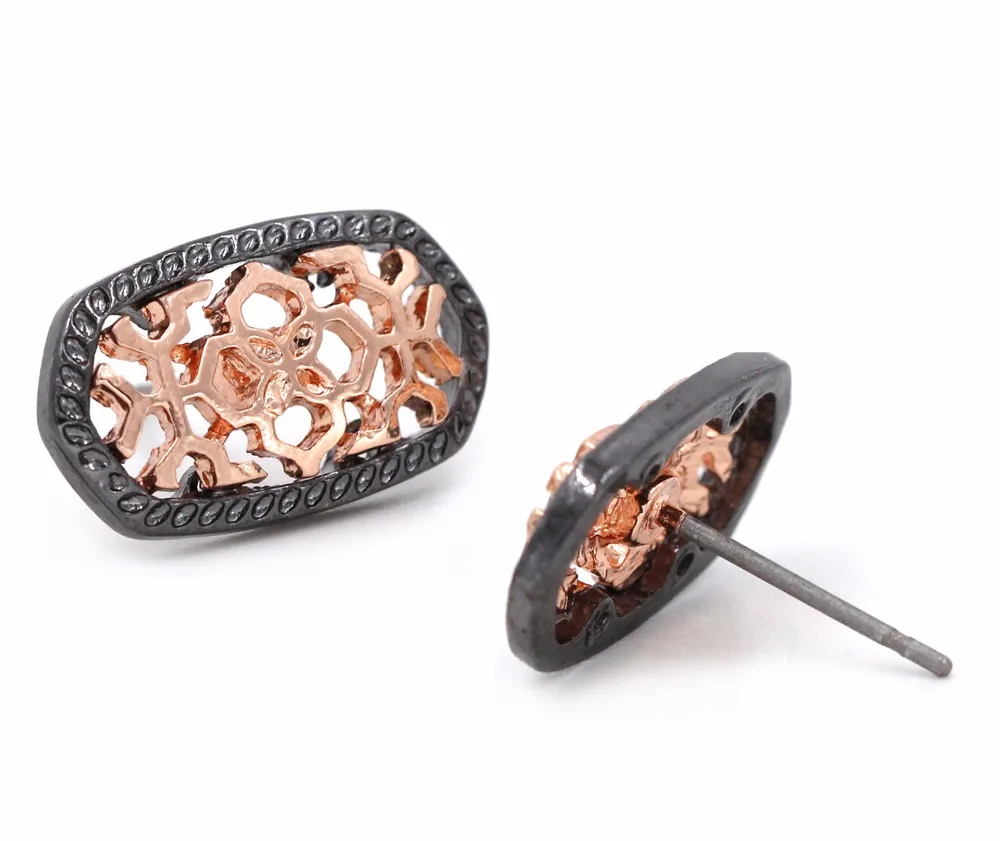 Rose black earring Модное колье ожерелье для женщин КОГОТЬ МИЛЫЙ кварце Овальный Кулон Druzy ожерелье ювелирные изделия для женщин - Окраска металла: Rose black earring