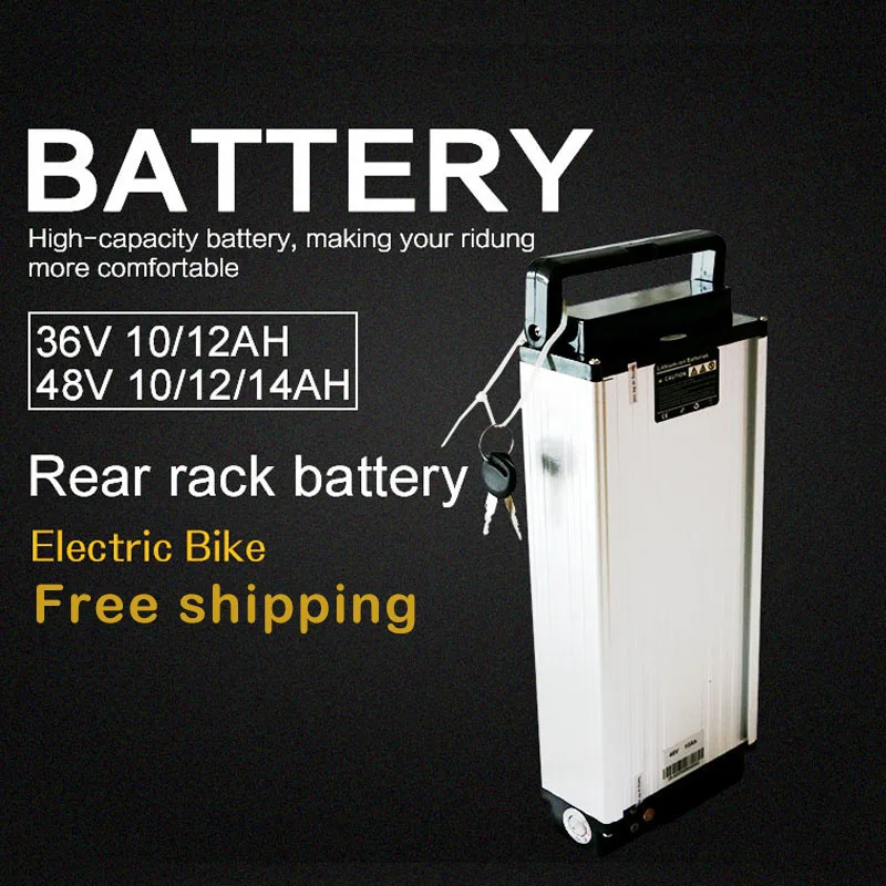 

36v 48v Rear Rack Battery With Charger Lithium Battery For Electric Bike Parts Ebike Battery Case Free Shipping EU US No Tax
