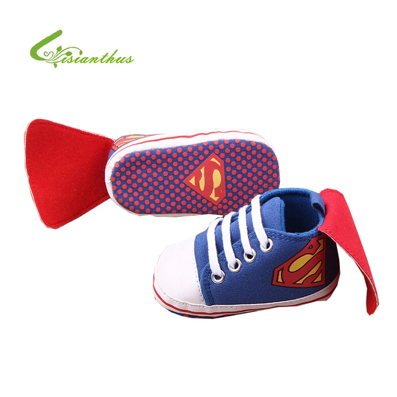 New Superman Baby Shoes 2016 New Fashion Batman Cartoon Toddler Infants Shoes 11cm 12cm 13cm Baby Boys Shoes First Walkers