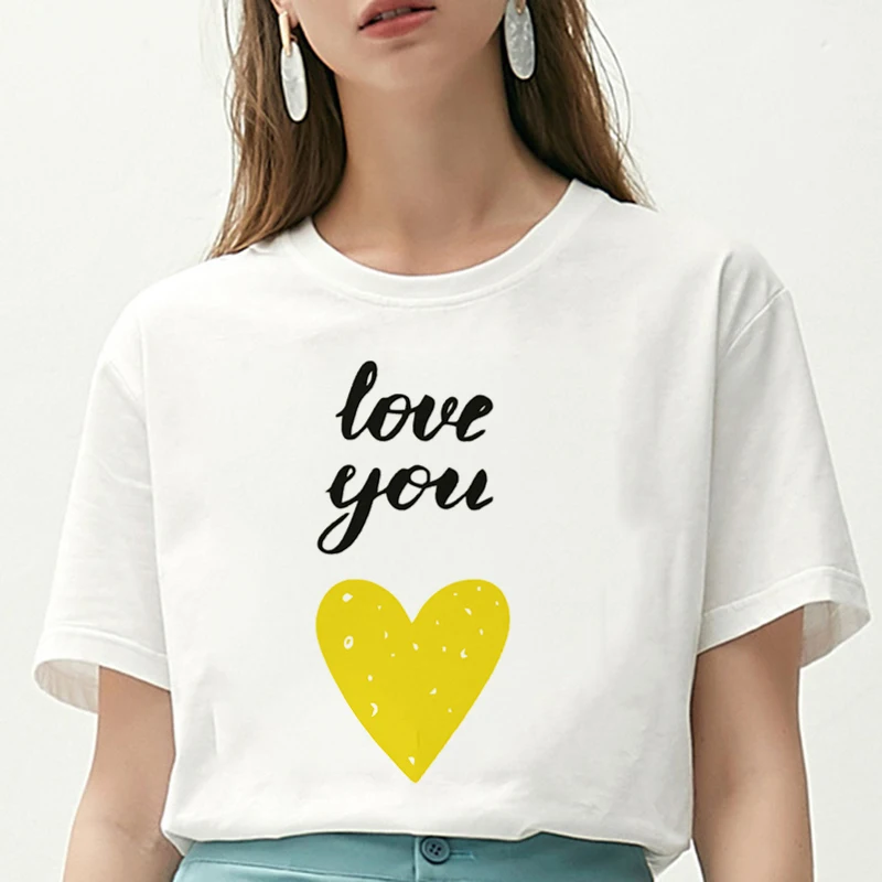 

T shirt Women love you letter printed Tshirt summer 2019 Harajuku Thin Section Short Sleeve T-shirt White Tops Female clothing