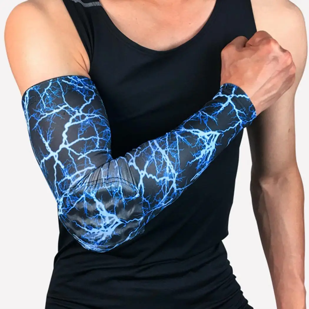 blue Спорт на открытом воздухе Armguards дышащий соты анти-столкновения Эластичный все годы руки быстро сухой, рукав - Цвет: blue