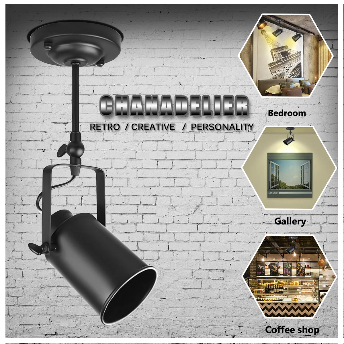 

Smuxi Vintage Iron Spotlights Round Panel Pendant Light Night Lamp Stage Hallway Coffee Shop Home Decor Indoor Lighting