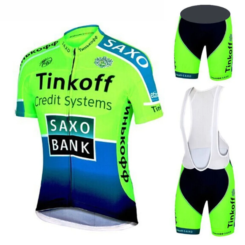 

Tinkoff Saxo Bank 2018 Fluorescent Green Cycling Jersey Kit/Ropa Ciclismo Quick-Dry MTB Cycling Clothing/Breathable Sports Wear