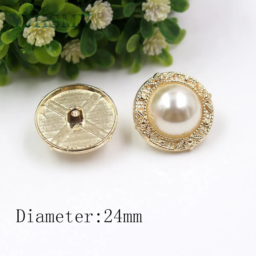 

YJHSMY A-19115-461,10pcs/Lot,24mm High quality classic fashion metal imitation pearl buttons,DIY handmade Coats Sweater Buckle.