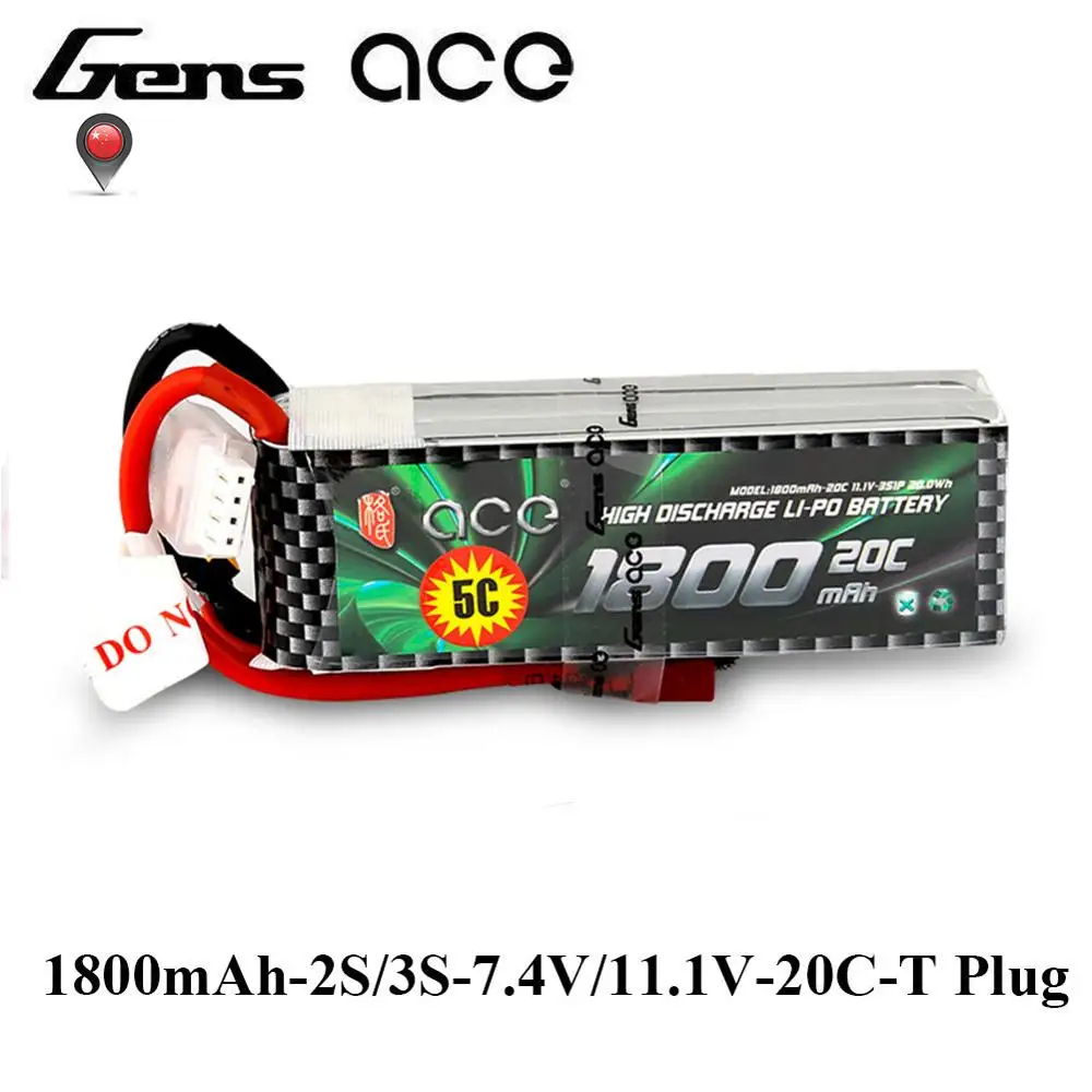 2 шт Gens ace 2S 3S Lipo батарея 1800mAh 7,4 V 11,1 V 20C-40C штепсельная вилка батарейный блок для самолета маленький 1:16 RC автомобиль E выделенный