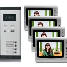XinSiLu известный бренд видео телефон двери с " экран дисплея для 4-квартиры, камера с 4 кнопками