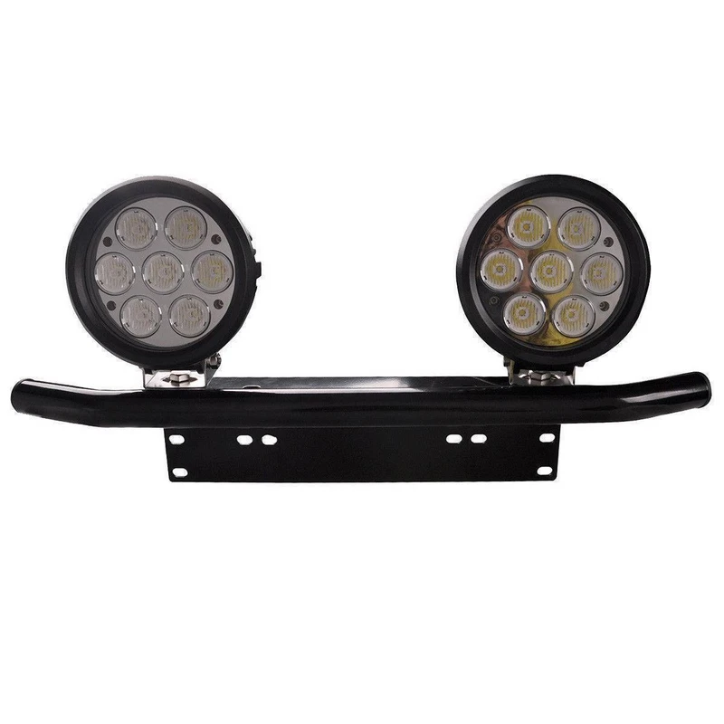 Black Car Bull Bar Front Bumper License Plate Mount Bracket Working Light Holder