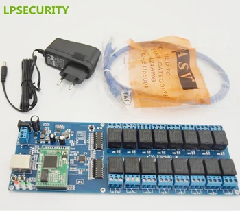 

LPSECURITY light home appliance industrial machine gate remote controller board with 16 relays TCP/IP LAN interface