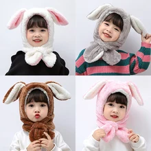 Мягкая Милая Детская зимняя шапка, теплая флисовая детская шапка с ушками кролика для девочек, детский чепчик, шапочка, зимняя шапка для маленьких девочек, От 2 до 5 лет