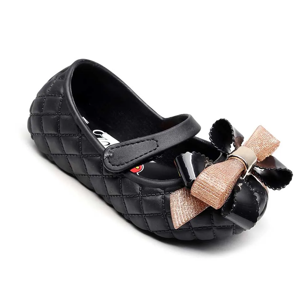 Melissa/Новинка года; оригинальные прозрачные сандалии с большим бантом для девочек; детские сандалии с бантом; детская пляжная обувь; нескользящая обувь для малышей - Цвет: Black