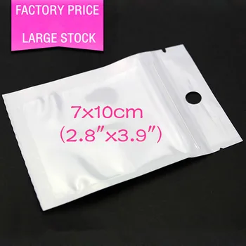 

100pcs 7x10cm (2.8"x3.9") White Translucent Pearl Film Ziplock Bag Clear Front Pearlised Film Plastic Hanging USB Hub Pouch