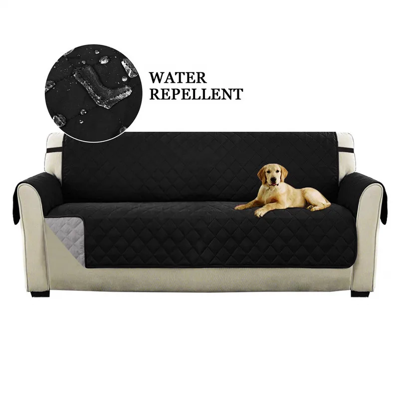Водонепроницаемый 1/2/3 сиденья секционные Стеганный диван крышка Анти-скольжения диван стул протектор коврик для домашних животных собак чехлов коврик для Гостиная - Color: Black