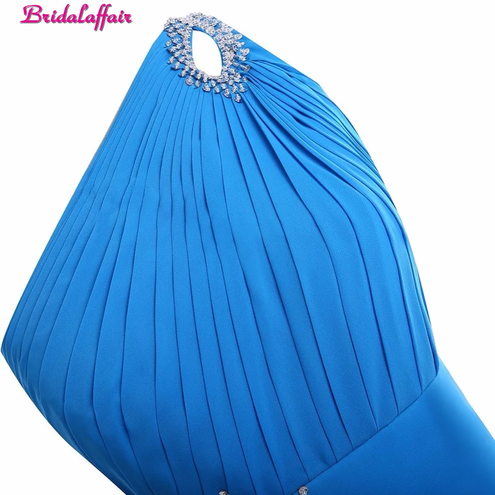 Голубой шифон Длинные платья на одно плечо платья для выпускного вечера развертки поезд платье Пром Гала jurken халат de bal элегантное платье
