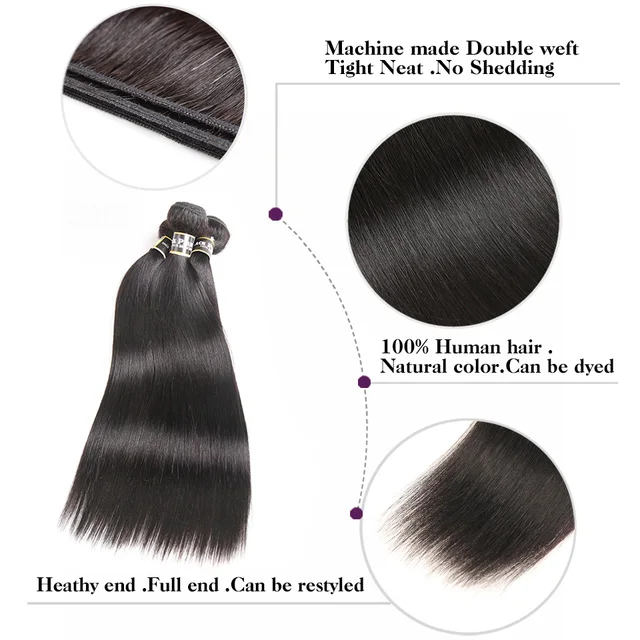 10A Remy Pre-Colored Peruvian Straight Hair Weave 1/3 Bundles Human Hair Bundles Deal 300g Hair Extensions Human Hair Weaves 3