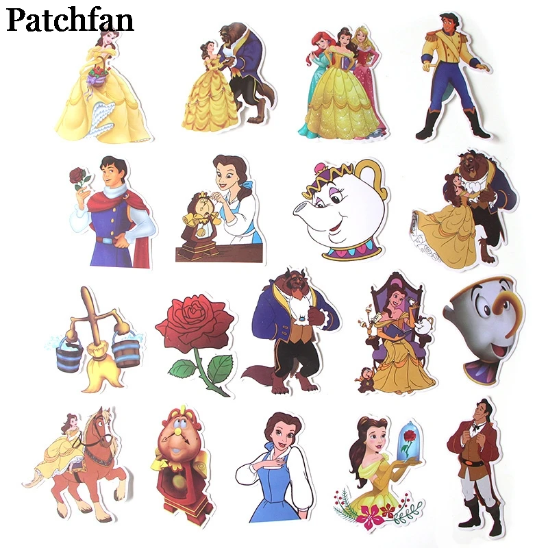 Patchfan 18 шт. красота и чудовище мультфильм наклейки для скрапбукинга DIY ноутбук скейтборд мотоцикл Дома Декоративные значки A2016