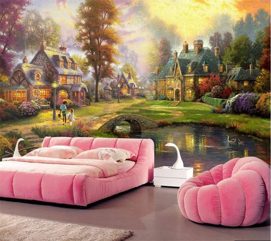 

Custom wallpaper 3d photo mural European style oil painting landscape wall living room bedroom decorative painting 3d wallpaper