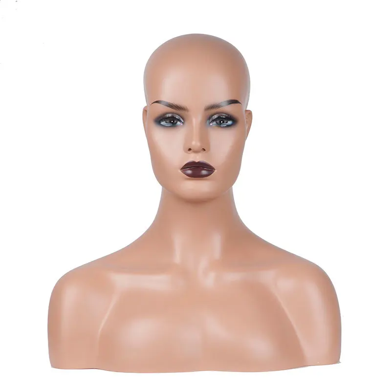 Real Female Mannequin Head With Shoulder For Wigs Jewelry Necklace Hat