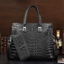 Высококачественная Мужская сумка из натуральной кожи с крокодиловым узором, деловой портфель, мужская сумка на плечо, мужская сумка