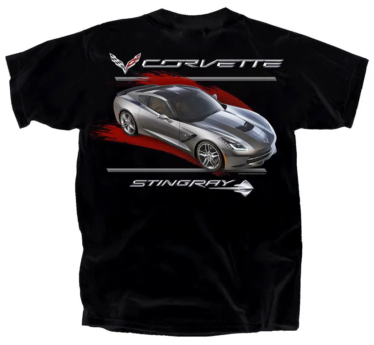 

2019 T Shirts for Men Cotton Summer Style C7 Corvette Stingray with Red Streak T Shirt Design