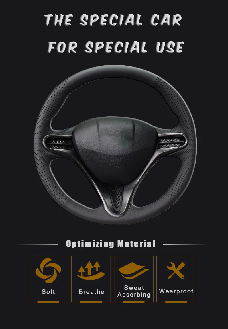Авто оплетка на рулевом колесе Крышка для Honda Civic 8 2006-2011(3 Спицы) Автомобильный Стайлинг ручная швейная крышка рулевого колеса автомобиля