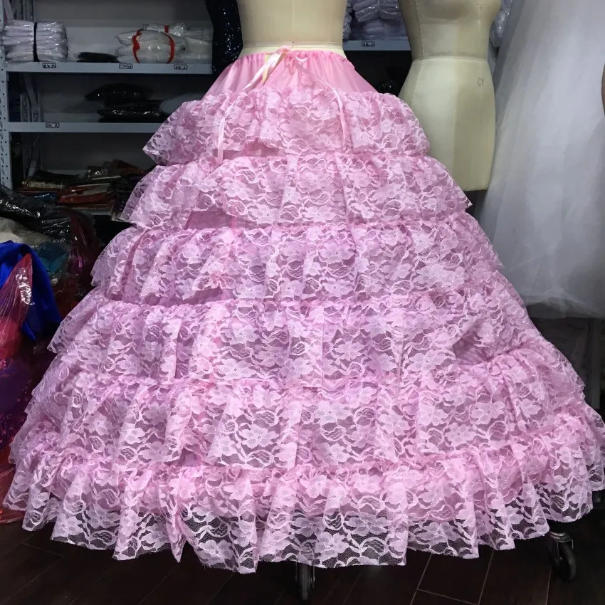Fashion multi layers Pink lace ball gown petticoat ...